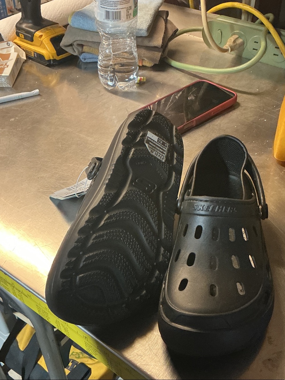 Skechers Black Vented Comfort Clog with Heel Strap